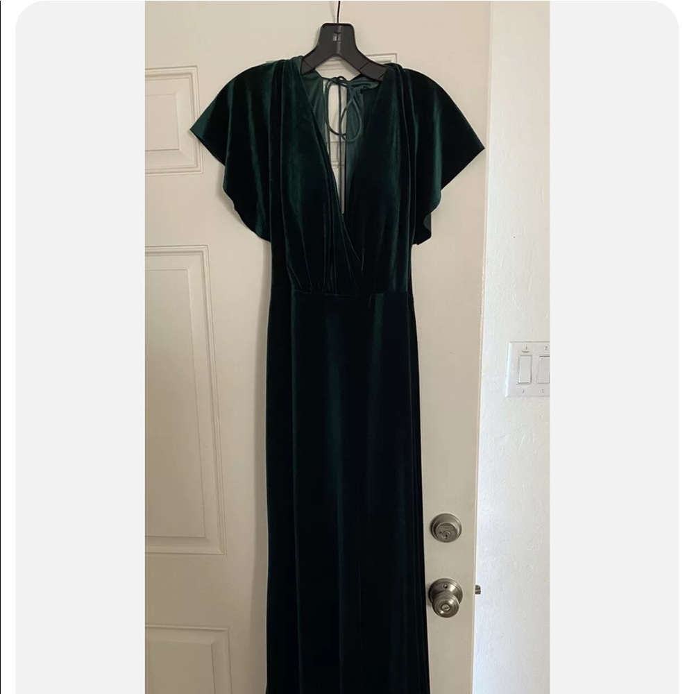 BHLDN emerald green velvet dress